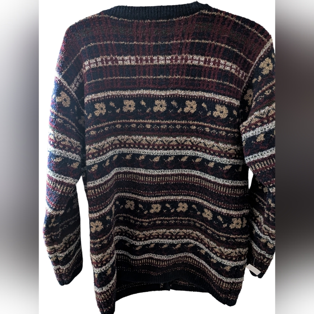 Lena Collection Burgundy and Navy Cardigan - Picture 2 of 5
